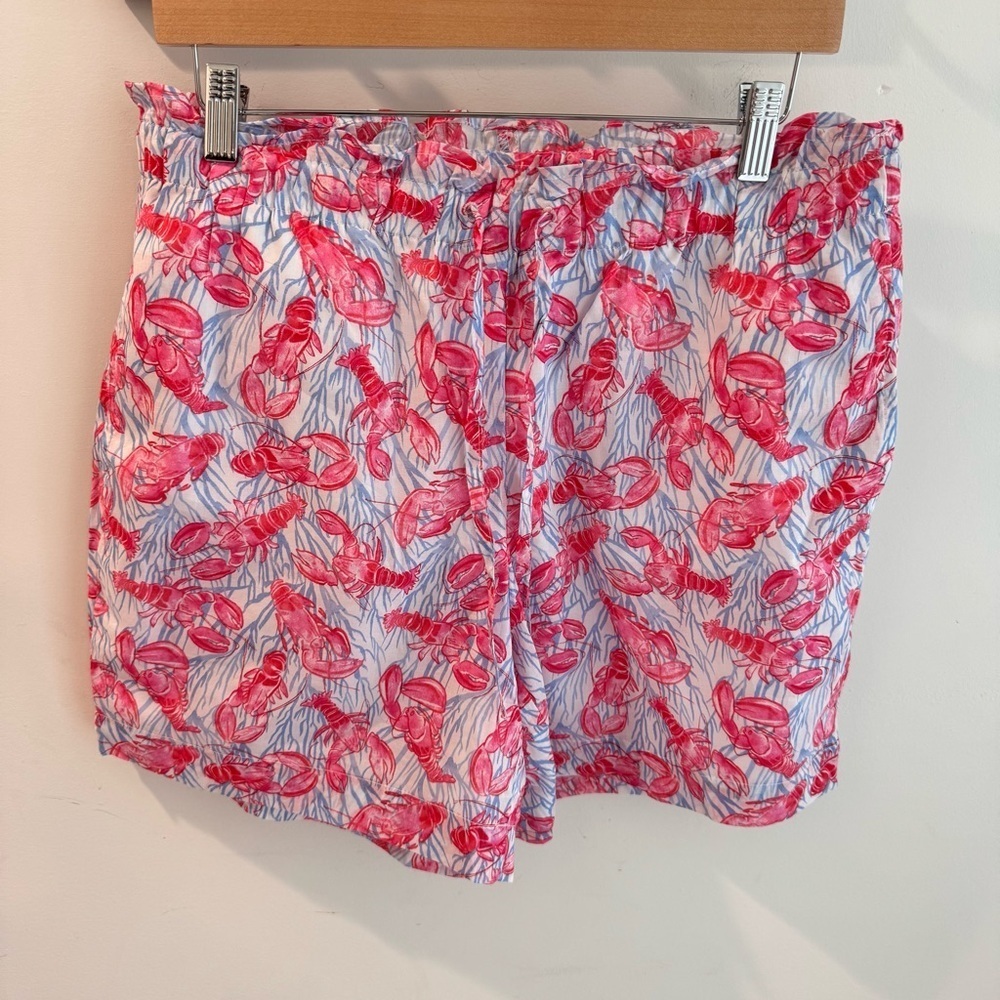 NWT Talbots Cotton Voile Pull On Shorts in‎ Lobster Print Medium
